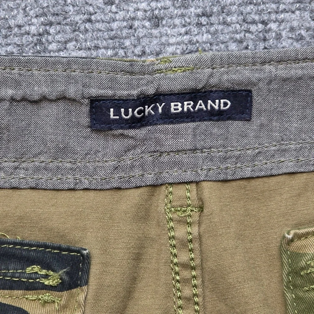 Lucky Brand Men's 34 Camo Cargo Shorts Green Camouflage Stretch Utility Casual